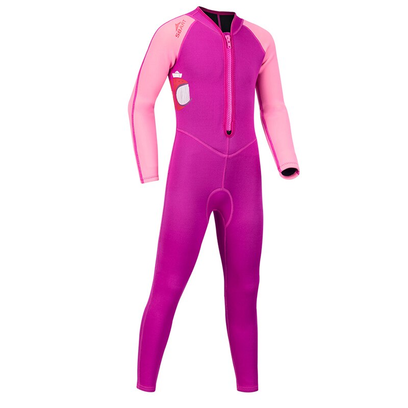 SBART 2mm di Un Pezzo Caldo Neoprene Mute Bambini Anti-Uv Pesca Subacquea Pieno Diving Abiti A Manica Lunga Delle Ragazze Dei Ragazzi Surf Muta: Colore rosa / XL