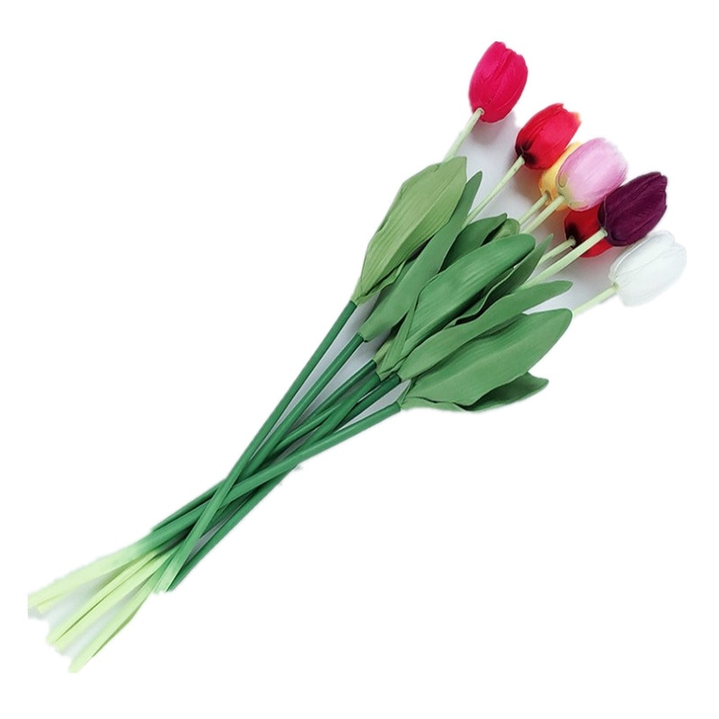 Rama de flor de tulipán Artificial con hojas verdes, suministros de de boda, flores artificiales para decoración del hogar, 60cm