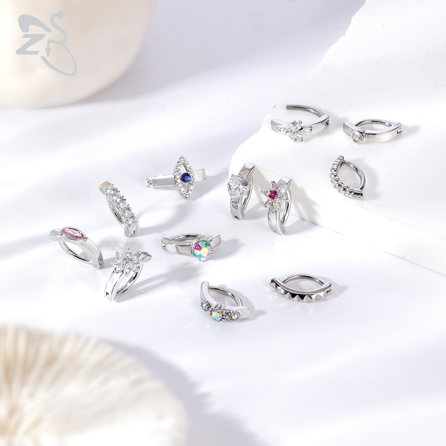 ZS 1 PC Leuke Vlinder Buik Navel Ring CZ Crystal Navelpiercings Bloem Snake Reverse Gebogen Navel Barbell Lichaam sieraden