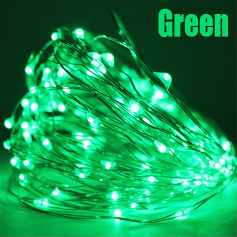 LED garland copper wire LED string light fairy light indoor birthday party wedding valentine decoration новыйгод: green / CR2032 Battery-1M