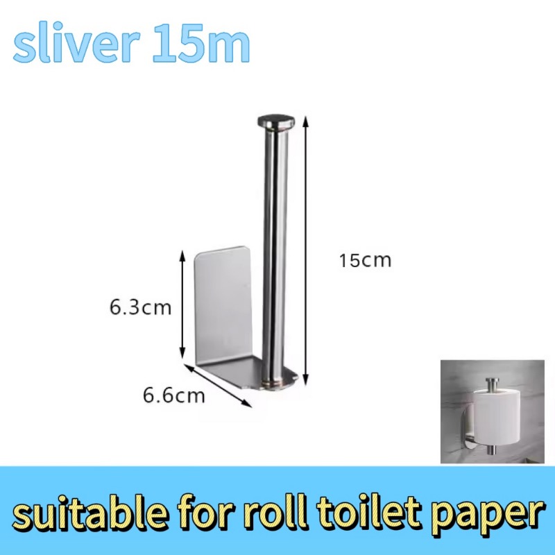Kitchen Roll Paper Holder Stand Toilet Paper Holder Bathroom Towel Rack Without Drilling Roll Paper Dispenser Kitchen Towel Rack: WHITE