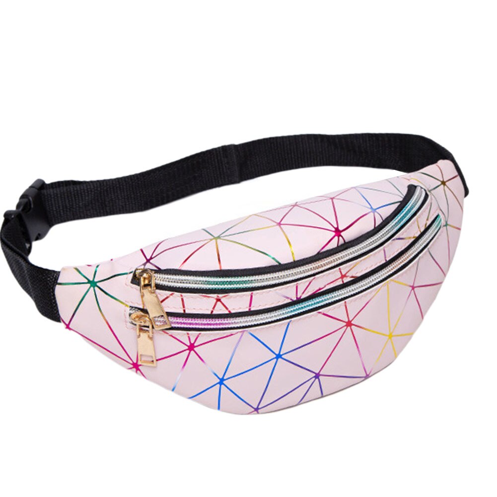 Vrouwen Hip Hop Taille Tas Kleurrijke Flash Pu Lederen Fanny Pack Draagbare Pochete Borst Zak: Roze