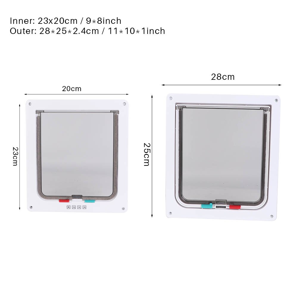 Flap door for cat dogs 4-way with key lock Waterproof pet doors screen ABS controllable acrylic switch Pet door