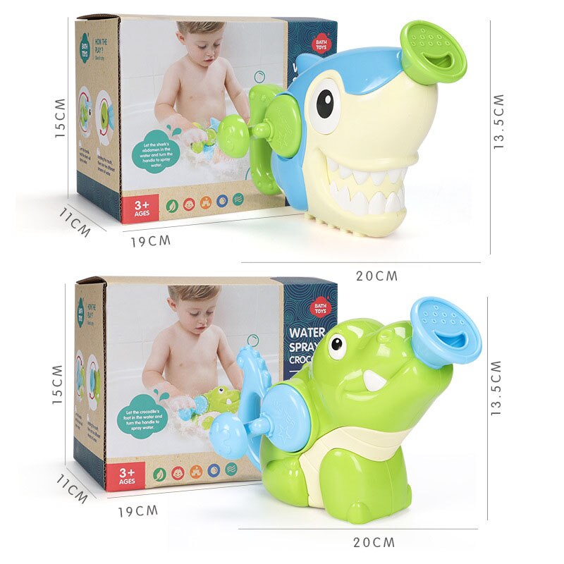 Vattenkruka badleksaker baby simning badrum bad dusch verktyg vatten hand spray leksaker 36 månader barn leksak, krokodil