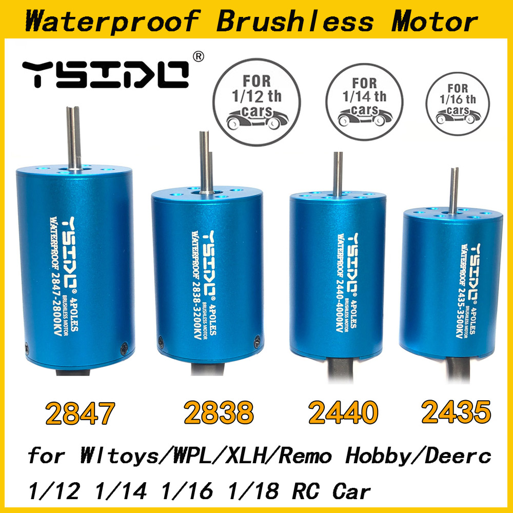 Ysido 2435 2440 2838 2847 børsteløs motor 35a 45a esc til wltoys 124016 remo Hobby xlh timaya redcat 1/12 1/14 1/16 rc båt bil