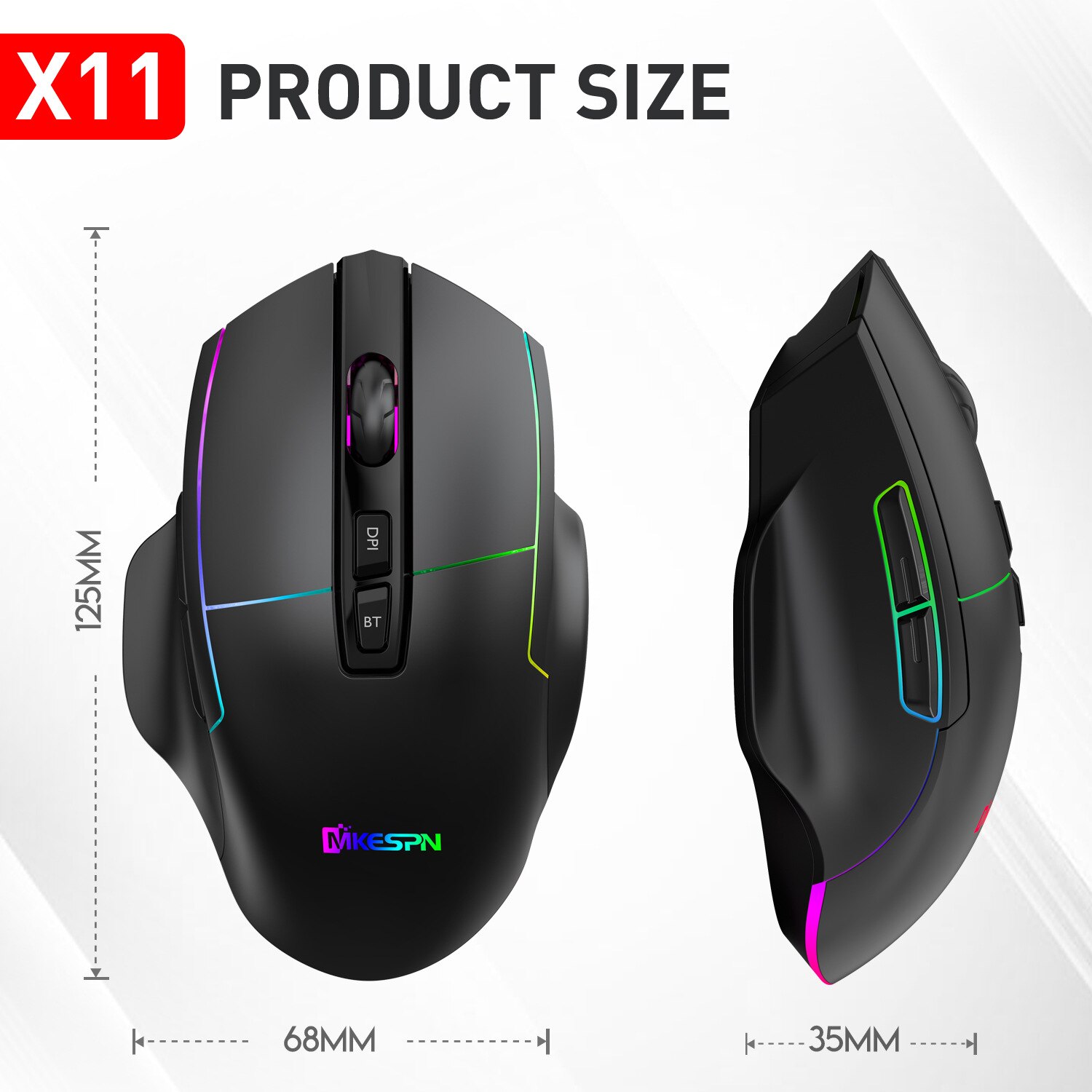 Bluetooth Mouse X11 1600dpi 7 Buttons Rgb Lighting Ergonomic Programmable Gaming Mouse For PC Gaming 2.4G wireless mouse USB