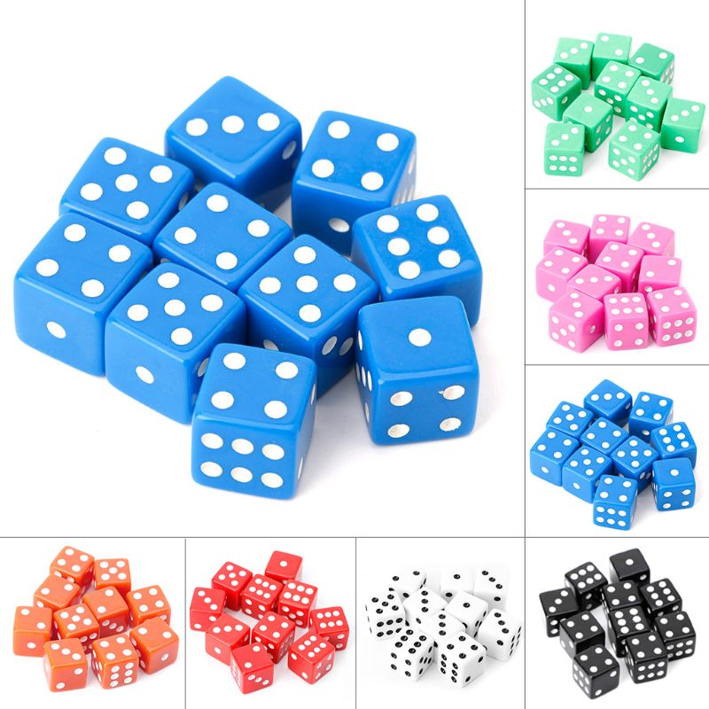 10pcs 15mm Multicolor Acrylic Cube Dice Beads Six Sides Portable Table Games Toy Multi Sides Dice for Board Game