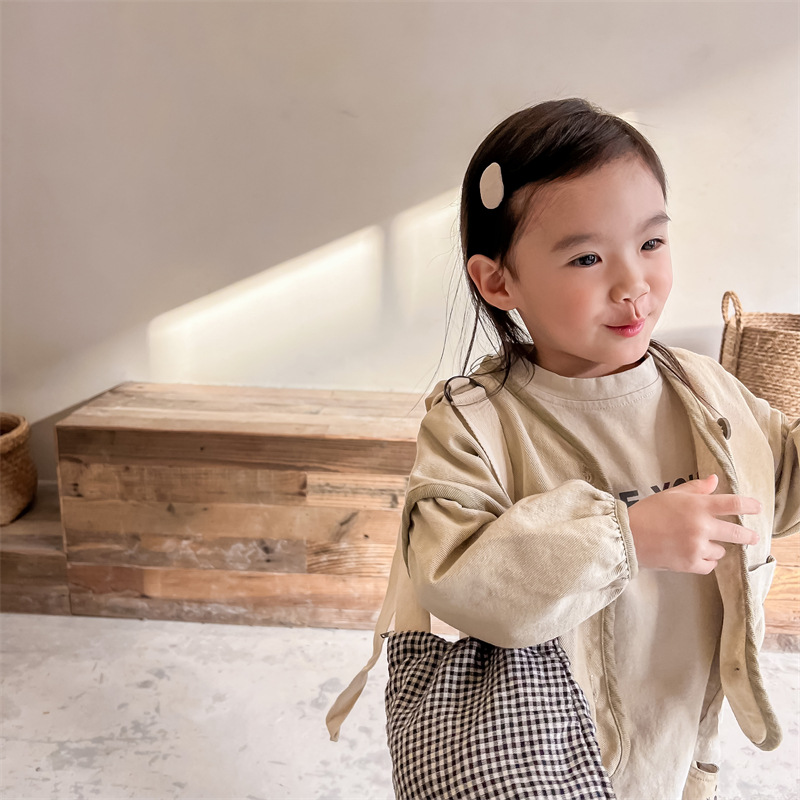 MILANCEL 2022 Spring New Kids Coat Girls Cardigan solido manica lunga ragazzi vestito in cotone lavato