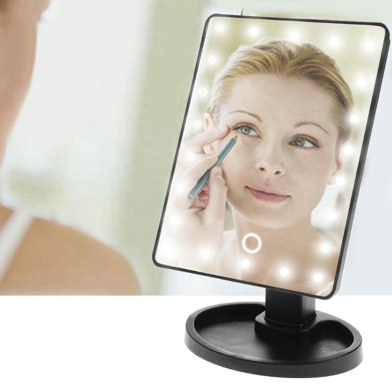Led berøringsskærm makeup spejl luksus spejl med 16/22 led lys 180 graders justerbart bord make up spejl