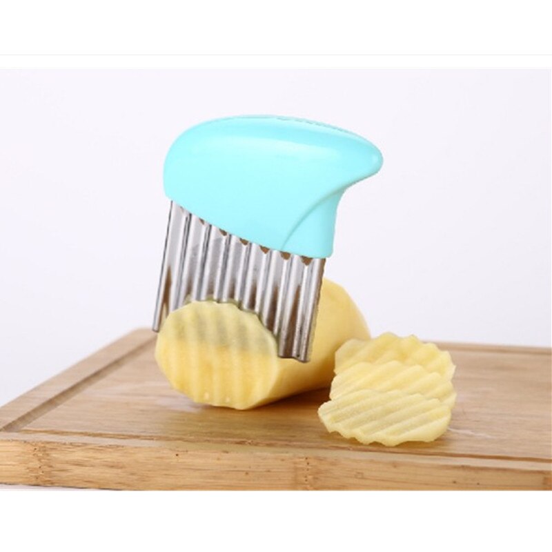 Potatis chip vågig skärare grönsaks crinkle blad verktyg hand flishugg verktyg stek pommes frites