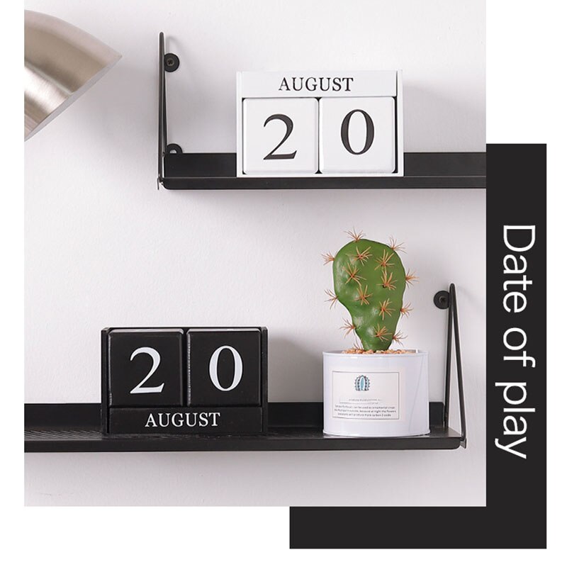Wooden Perpetual Calendar Wooden Desk Block Calendar-Permanent Block Month Date Display Home Office Decoration