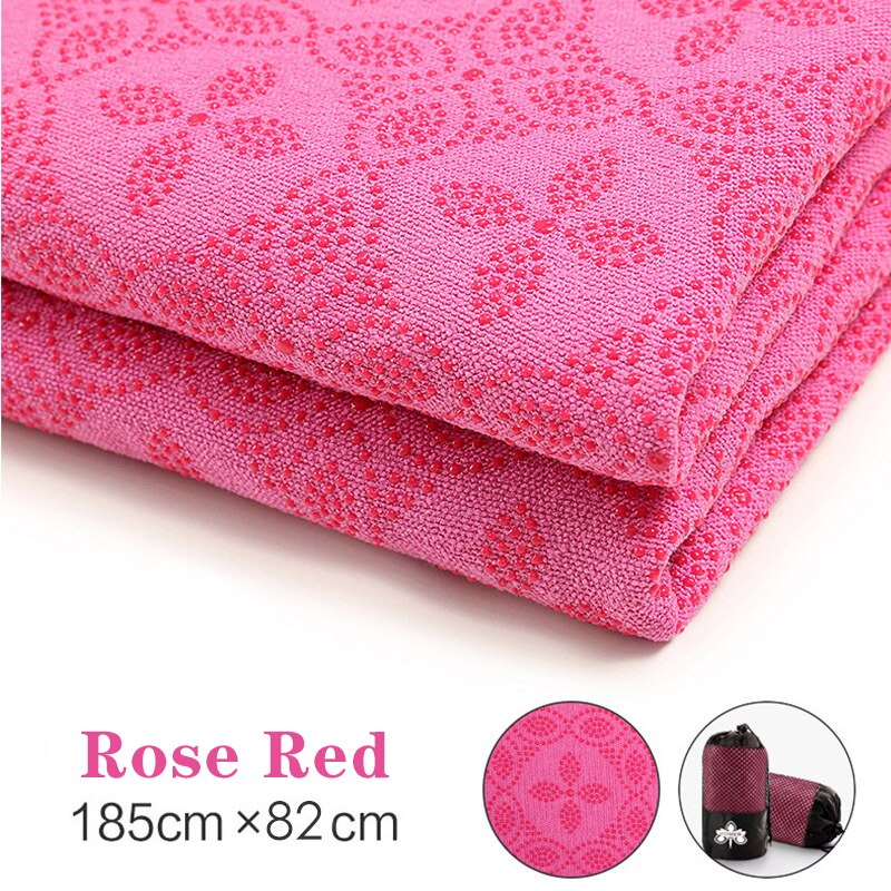 Folding Yoga Mat Cover Portable Yoga Blanket Non-slip Sweat-absorbent Quick Dry Travel Yoga Towel for Fitness Pilates Exercise: Rose Red C2