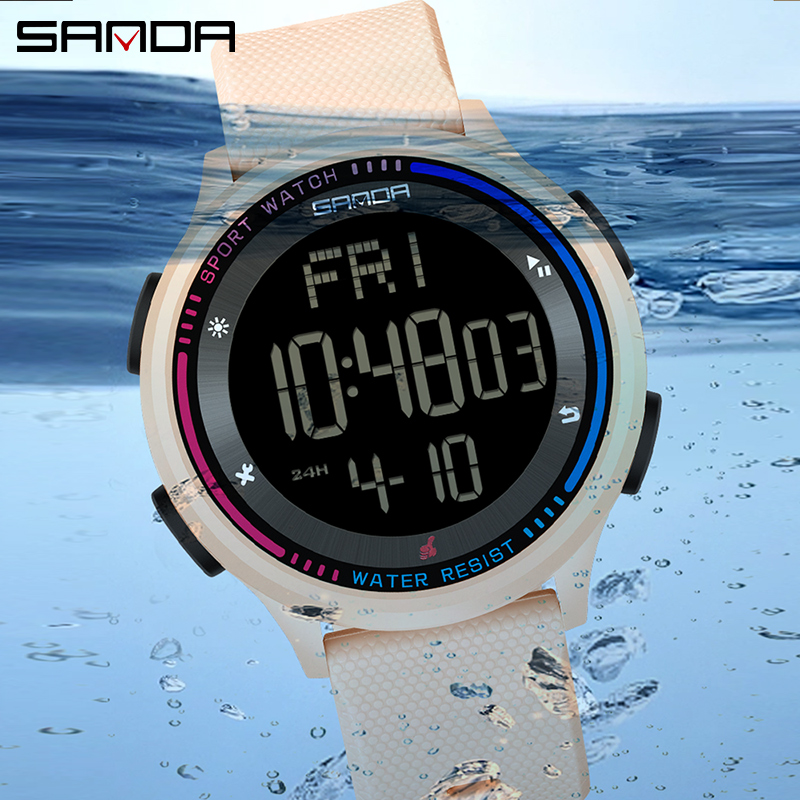 SANDA 6158, Teenager, Studenten, modisch, digitales Uhrwerk, Handuhr, trendig, wasserdicht, draussen-Sportmodus, freundlicher-Armbanduhr