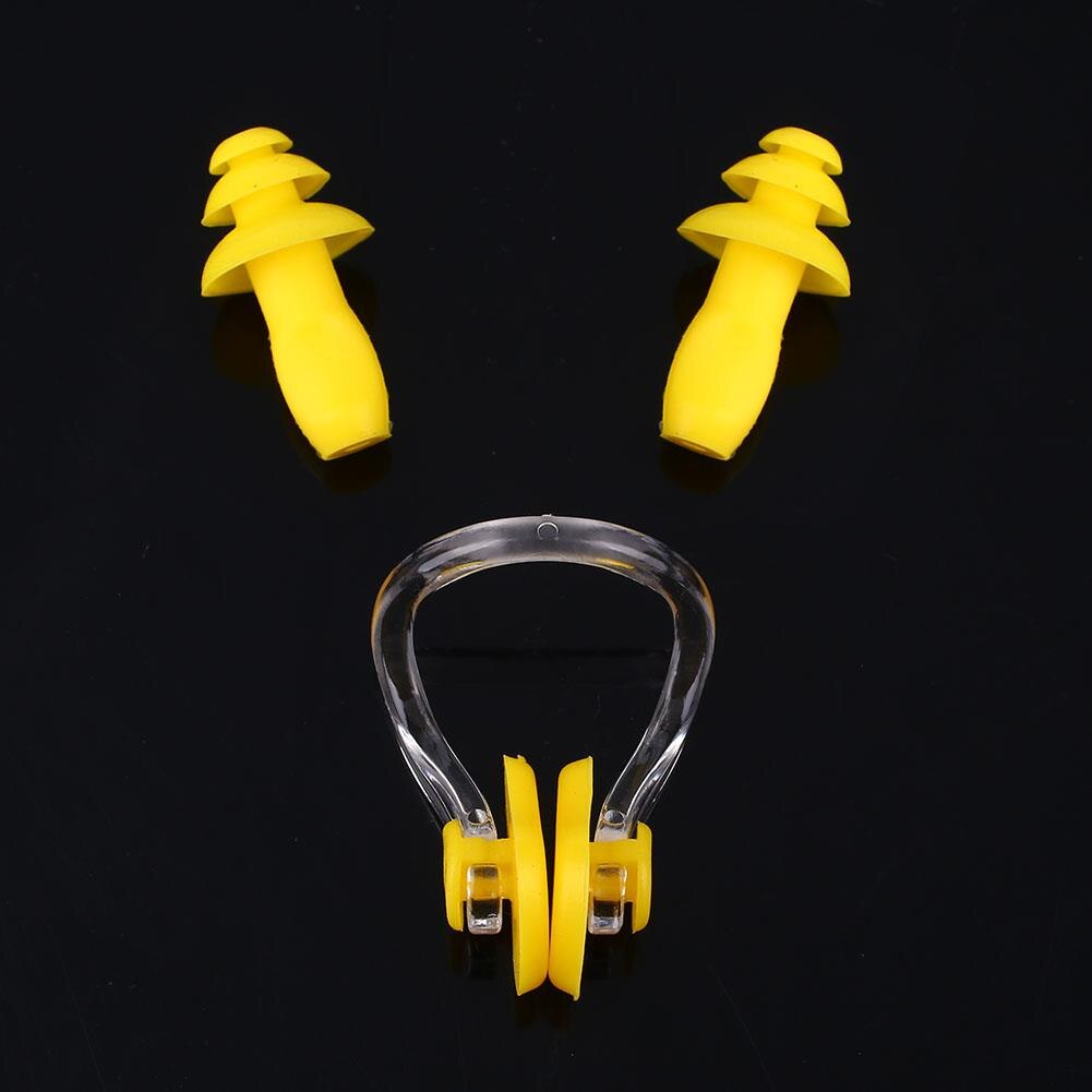 Tapones para los oídos resistentes al agua, pinza nasal de silicona tapones para proteger los oidos al nadar, juego suave: Yellow