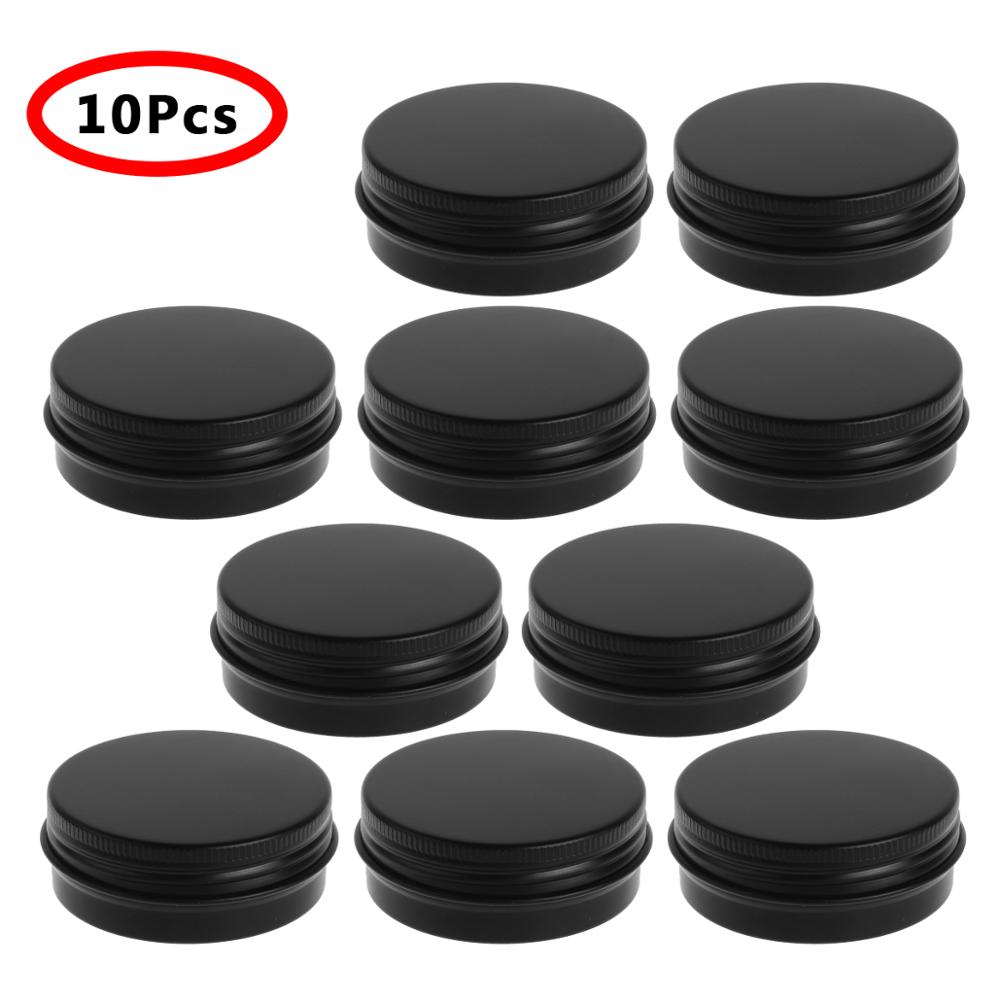 10 30ml aluminiumsdåser med anti-lækageforsegling potter skruetop mini opbevaring metal dåser bærbar lysboks urte lotion prøvebeholdere: Sort