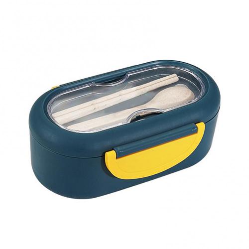 Lunchbox Verdeeld Compartimenten Magnetron Lunchbox Container Met Lepel Eetstokjes Servies Keuken Eetkamer Gereedschappen: Blauw