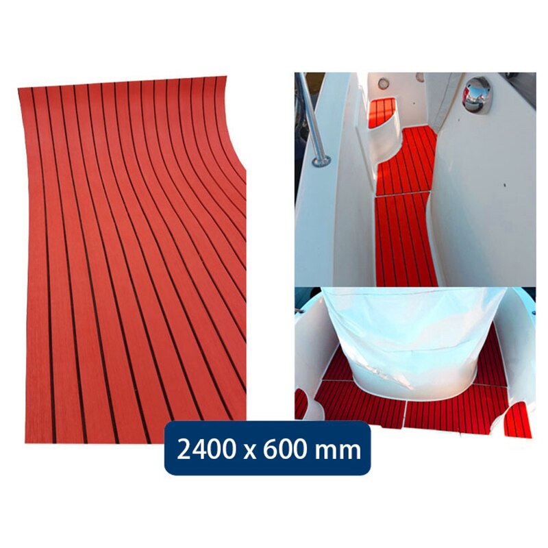 Self-Adhesive EVA Foam Teak Decking Yacht Marine Flooring Synthetic Boat Floor Mat 2400X450X6mm Red