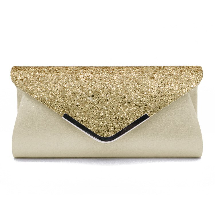 Pochette à paillettes pour femmes, portefeuille Long de soirée, de mariage, sac à main pour bal: Or