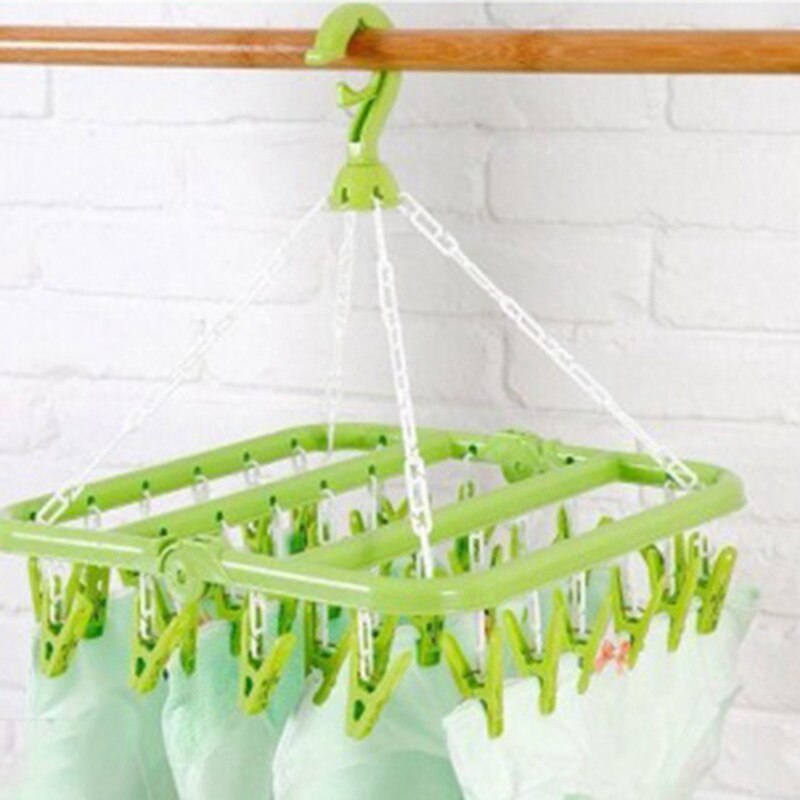 Perchas de lavandería con 32 Clips, perchero plegable de rejilla de secado lavandería, percha de goteo para secado