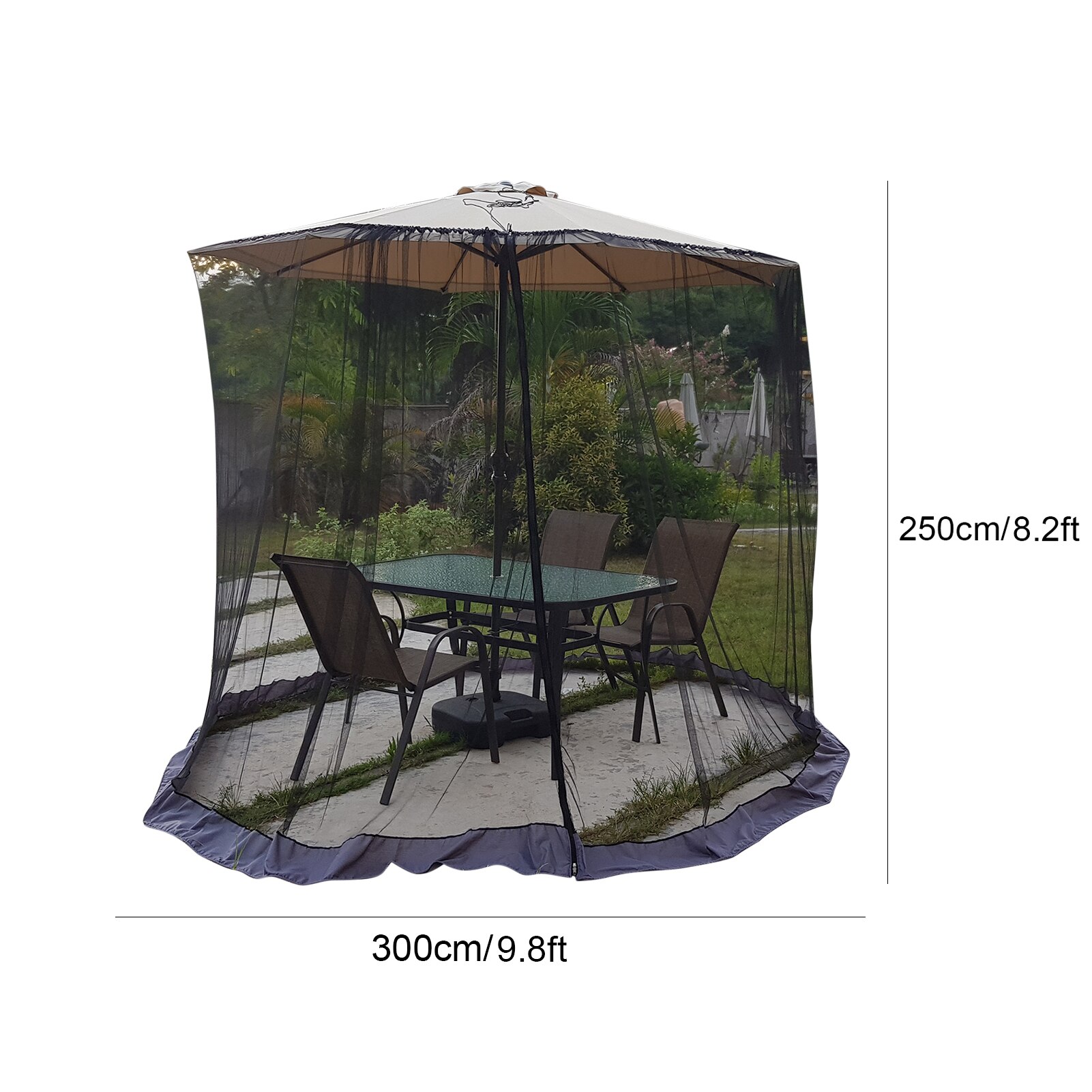 Patio Umbrella Net Balcony Umbrella Cover Mesh Black MosquitoNet Universal Umbrella Netting Screen Canopy Curtains Adjustable