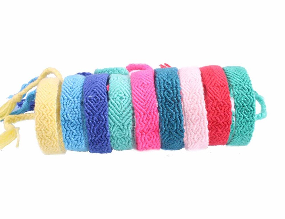 solid color wavy monochrome woven friendship bracelet green blue grey pink red embroidery thread macrame wrap bracelet femme kid