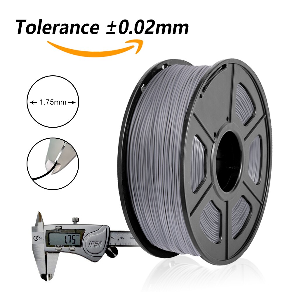 PLA Plus 3D Printer Filament 1kg 1.75mm Good Toughness PLA+/PLA Accuracy Dimension +/-0.02 Grey Color FDM 3D Printing Material