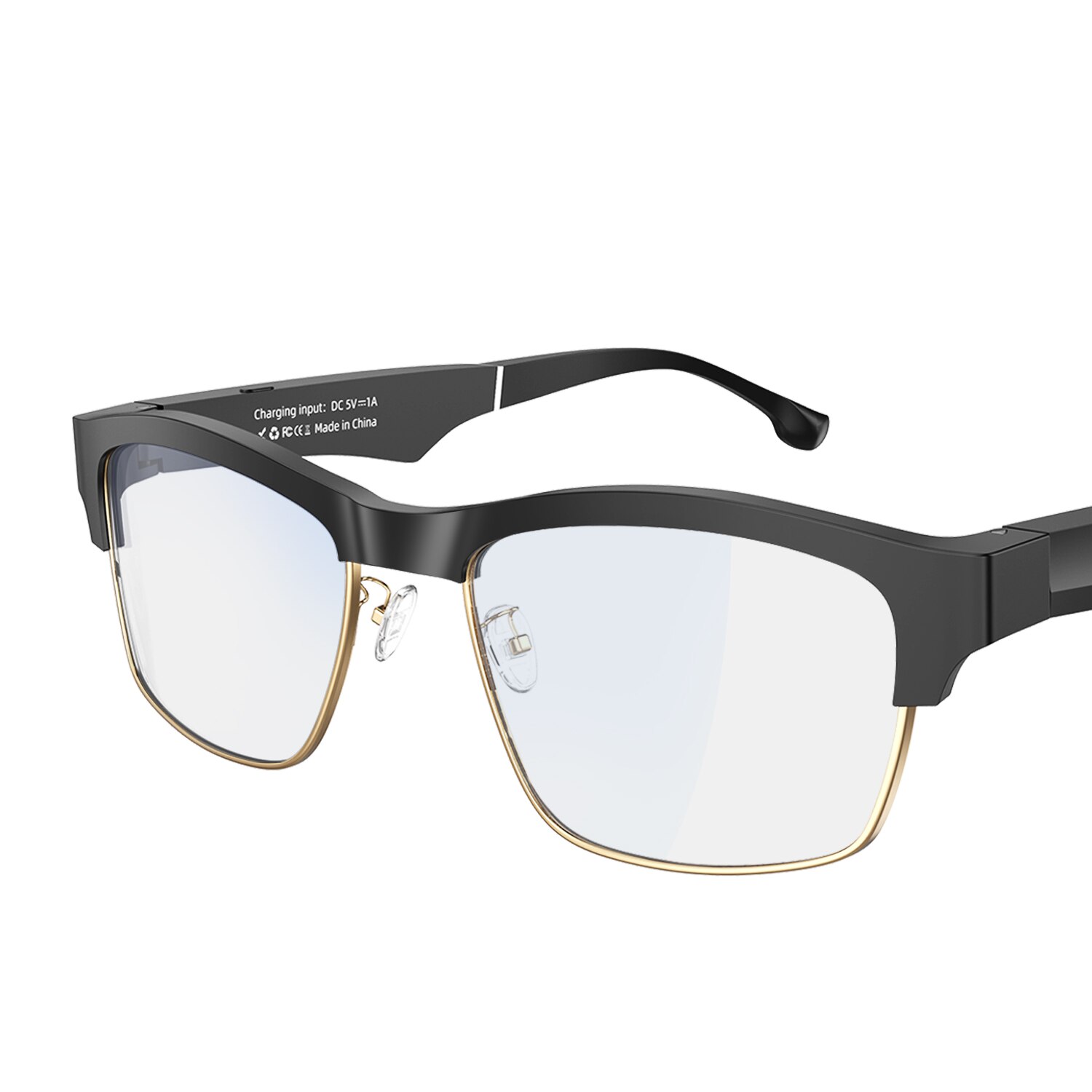 Gafas deportivas con micrófono y Bluetooth para escuchar música, con manos libres y luz azul, impermeables: 02Black Gold