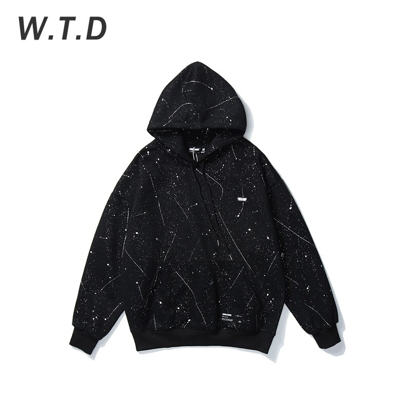 Wot.d sudadera para hombres ropa de calle cielo estrellado teñido estilo Casual hombres/mujeres Sudadera con capucha de gran tamaño hombres sudaderas