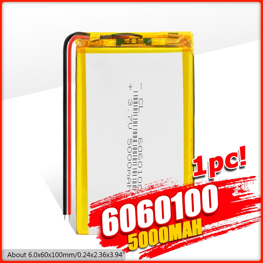 3.7V 5000mAh 6060100 Lithium Polymer Li-Po li ion Rechargeable Battery Lipo cells For Tachograph MP3 Portable Bluetooth speaker