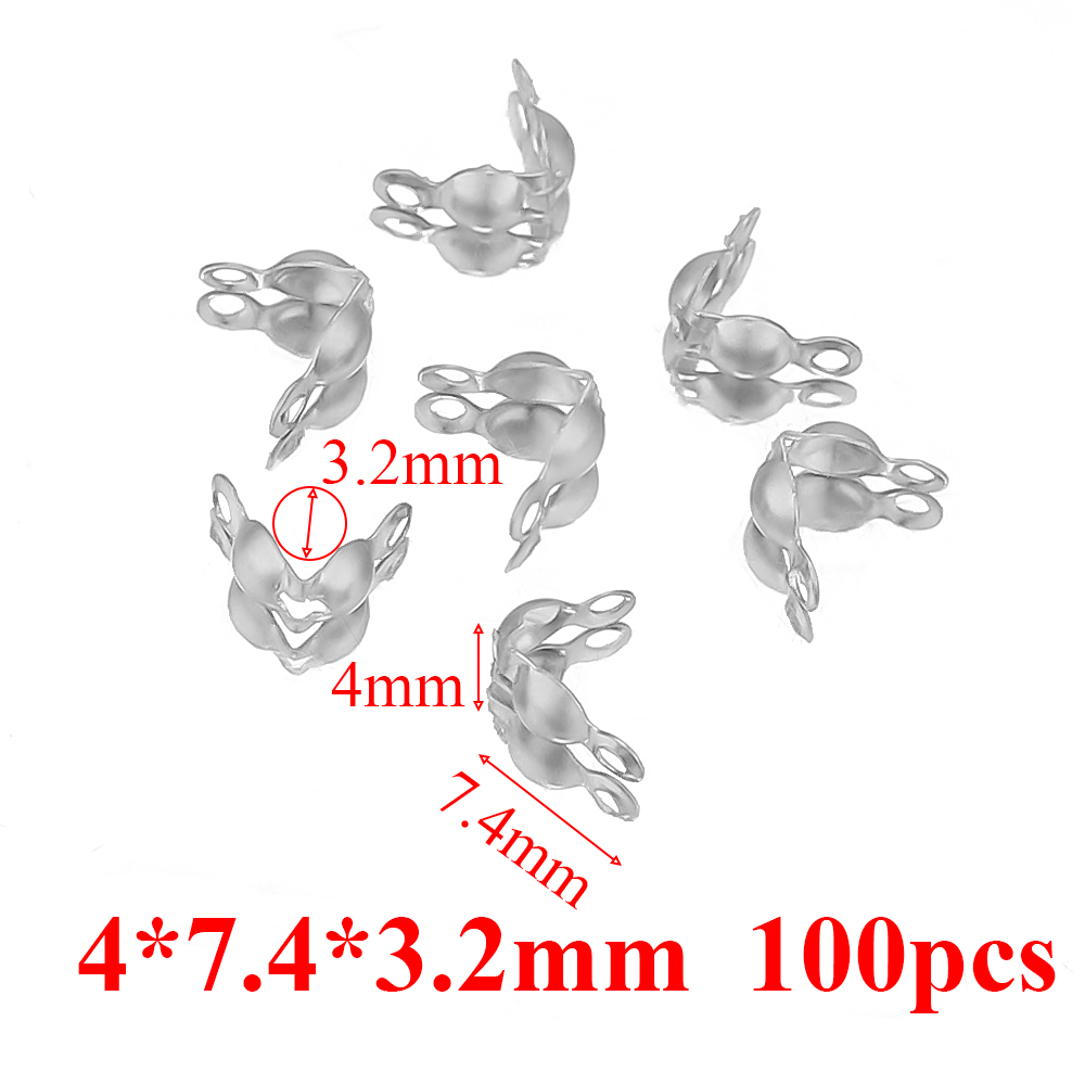 50–100 Stück Gold passend zu Edelstahl Kugelkette Calotte Crimps Perlen Verbinder Endverschlüsse für DIY Armbinde Halskette Herstellung: Armee Grün