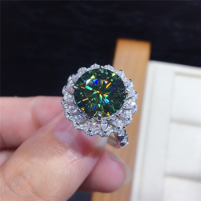 Huitan Brilliant Green Zirconia Ring Luxe Vrouwen Vinger-Ring Accessoires Wedding Party Engagement Bands Trendy Sieraden: 8 / F1376