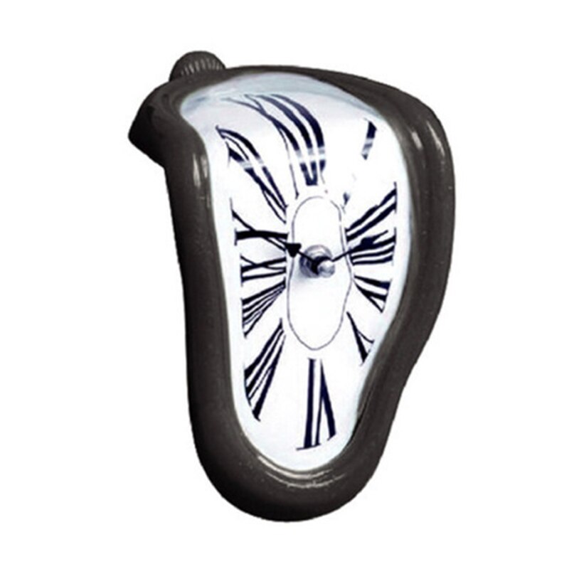 Horloge murale déformée créative de Style Salvador Dali, horloge murale à aiguille à Quartz blanche/noire/or, décoration de maison: A