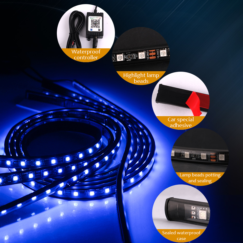 Led Neon Auto Underglow Lichten 12V Chassis Rgb Licht Strip Underglow Sfeer Decoratieve Lamp Kit Exterieur Onderdelen Voor Auto bodem