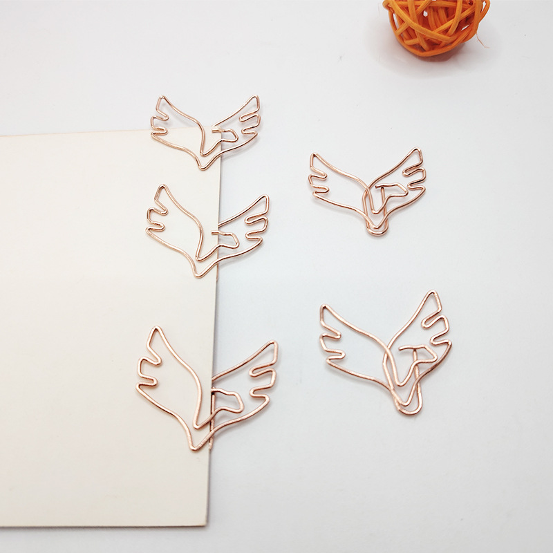 Trombone en forme d'oiseau spécial, trombones en boîte, papeterie de bureau, rose, doré, aigle