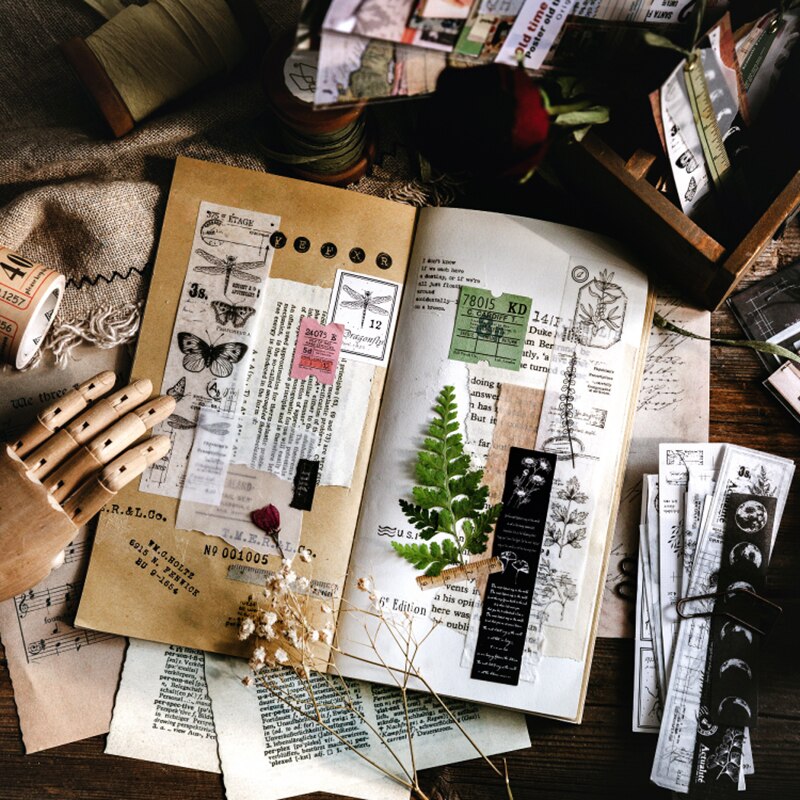 Journamm-Juego de pegatinas estilo Retro para álbum de recortes, diario adhesivo de papel Washi, planificador, papelería, 30 Uds.