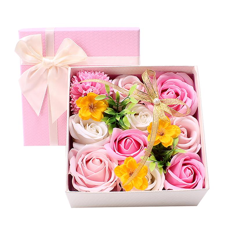 1 Pc jabón de La Flor de Caja de jabón caja de en forma de rosa de vacaciones de boda Día de San Valentín de boda ramo de flores para decorar el hogar: Pink