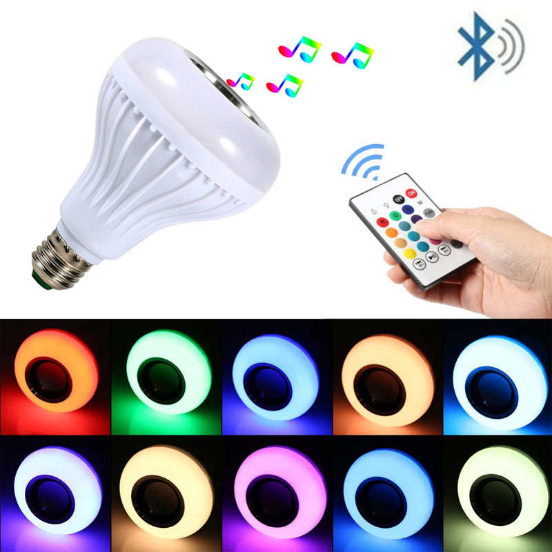 BRELONG LED Lamp Bluetooth Speaker, 6W E27 RGB Vervanging Licht Draadloze Stereo Audio met 24-Key Afstandsbediening
