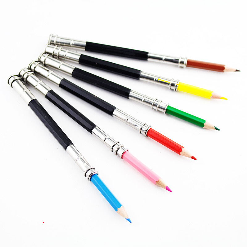 Ezone blyantforlænger holder kunststuderende skrive værktøj maleri tegne værktøj justerbar metal blyantforlænger til skoleforsyning: Default Title