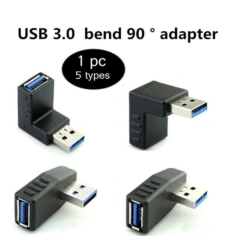 5 Types 360/90 Rotating USB Male to Female Adapter Bending Interface Extended Charging High-Speed 5Gbps Adapter