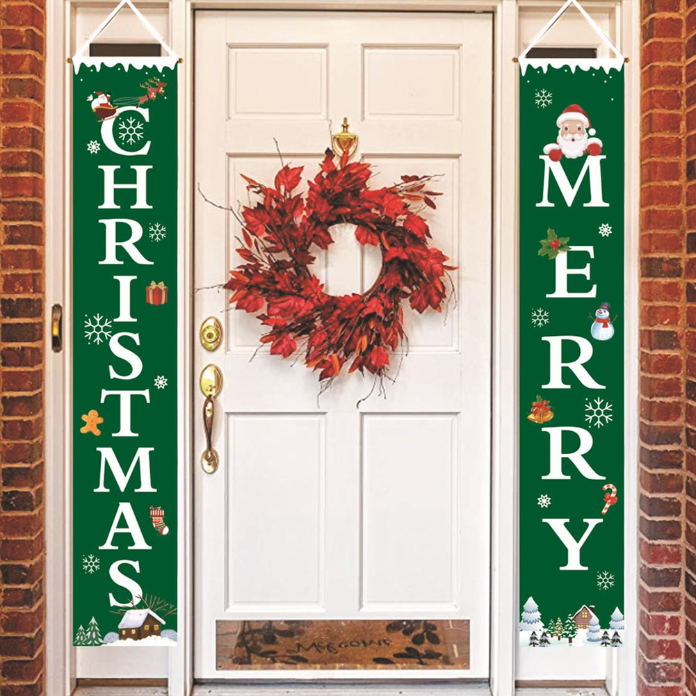1 Pair Merry Christmas Welcome Door Hanging Signs Couplet Banner Party Decor