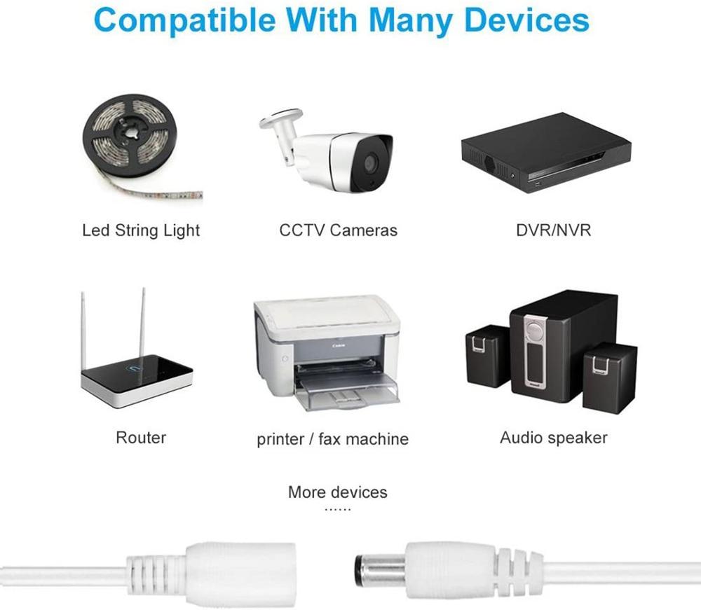 Svart dc kabel forlengelse strømledning 1m 2m 5m 10m 20m kamera forlenger kabel  dc12v/24v mann til hunn ledning for for led strip router