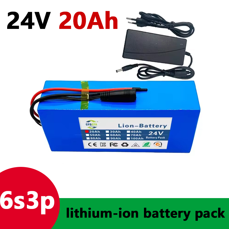 6s3p 24V 20Ah 18650 Lithium Batterie 25.2v 20000mAh Lithium-Ion Batterie Pack mit Ladegerät