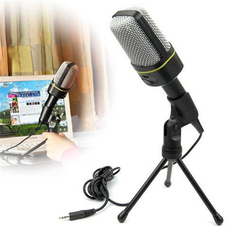 Computer Condenser Microphone Stand Studio Microphones 3.5 mm Wired Clip Retro Handheld Style Desktop Microphones