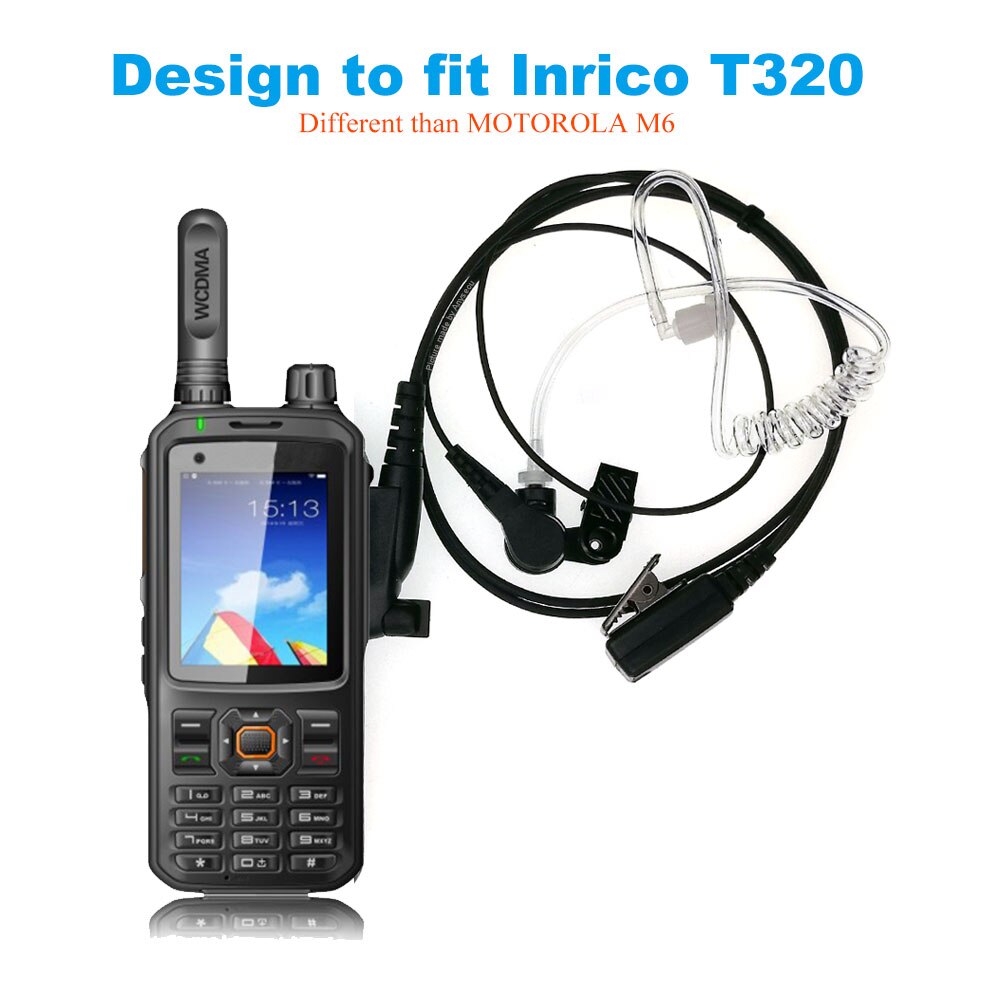 Akustisk luftslange sikkerhed headset mikrofon walkie talkie øretelefon til inrico  t320 t298 netværk radio ptt walkie talkie telefon