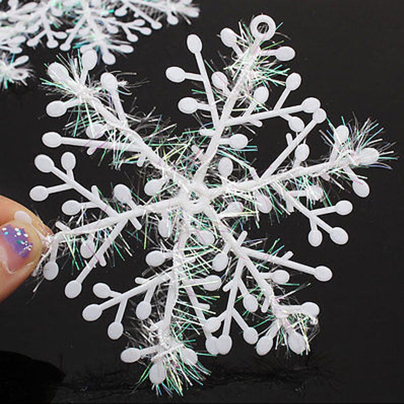 30 stks/set White Snowflake Charms Kerst Festival Party Decor Ornament Accessoires