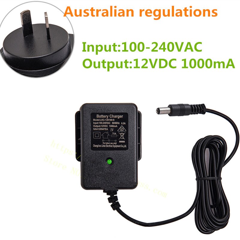 Cargador de coche de juguete con control remoto universal, dispositivo de carga de batería con agujero redondo de 6V/12V, regulación en ee.uu., Reino Unido, Europa, Australia: 12V1000mA (A)