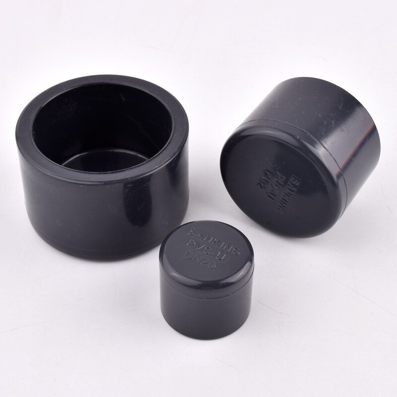 1 Piece ID.20~160mm UPVC End Cap Dark Gray Aquarium Tank Water Pipe Connector PVC Plug Watering Irrigation PVC Socket Tube Joint
