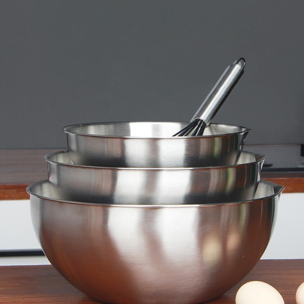 20/24/28cm rustfrit stål blandeskål skridsikker silikone bund køkkenopbevaringsskål til suppe frugtsalat brødkageskål