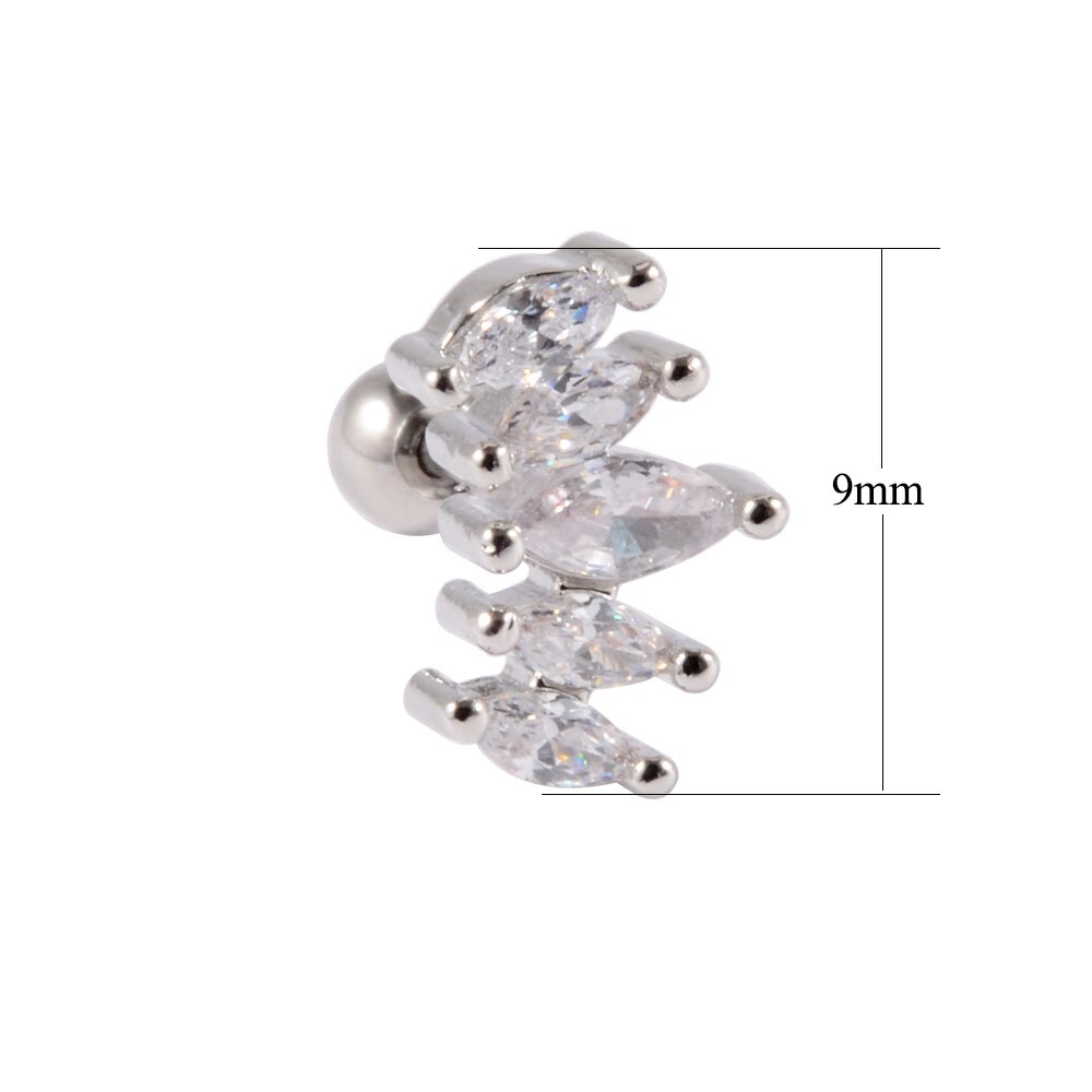 1PC Star Zircon Ear Studs Cute Ear Cartilage Helix Lobe Conch Piercing Earring For Women Jewelry 20G: Style 14-Silver