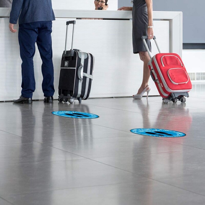 Floor Stickers Social Distance Floor Decals Floor Signs 8 Inches Blue Standing Floor Decals 30 Pieces